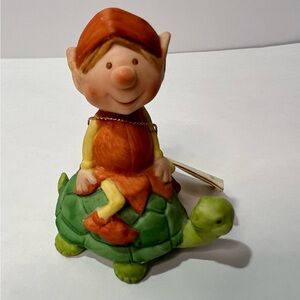 Happy Thoughts VTG Himself The Elf Riding Turtle Figurine Ceramic w/Tags
